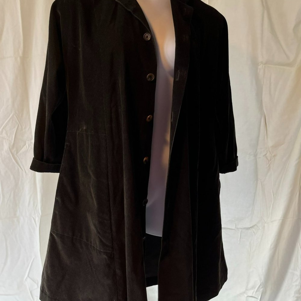 Eskandar High-end Black Oversize Corduroy Coat